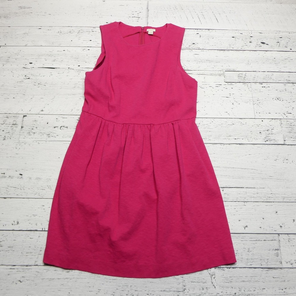 J.Crew Dress Womens XL Pink Sleeveless Fit & Flare Back Zip A-Line Stretch C0250